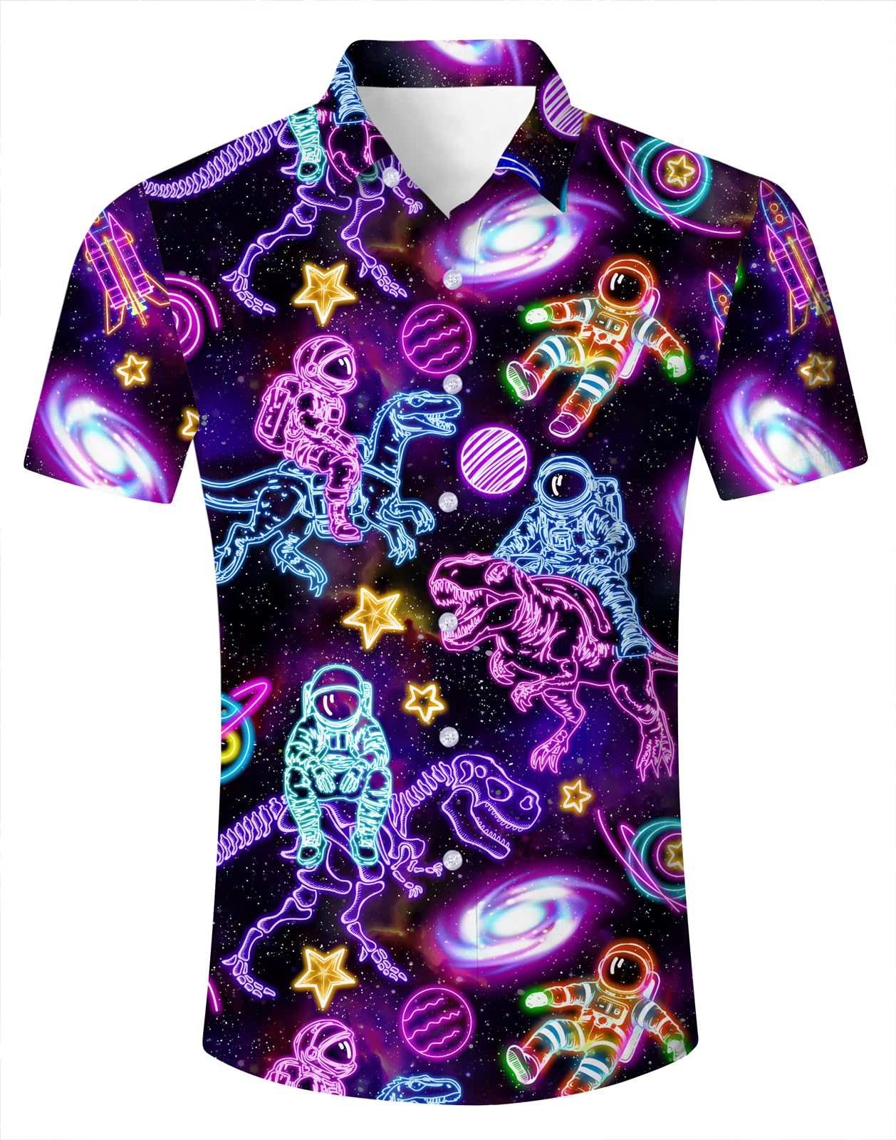 HOTFanient Mens Hawaiian Shirt Summer 3D Print Casual Short Sleeve Button Down Graphic Aloha Dress Shirts