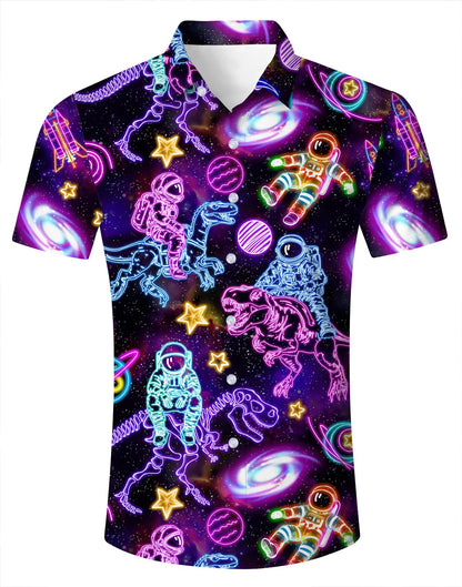 HOTFanient Mens Hawaiian Shirt Summer 3D Print Casual Short Sleeve Button Down Graphic Aloha Dress Shirts