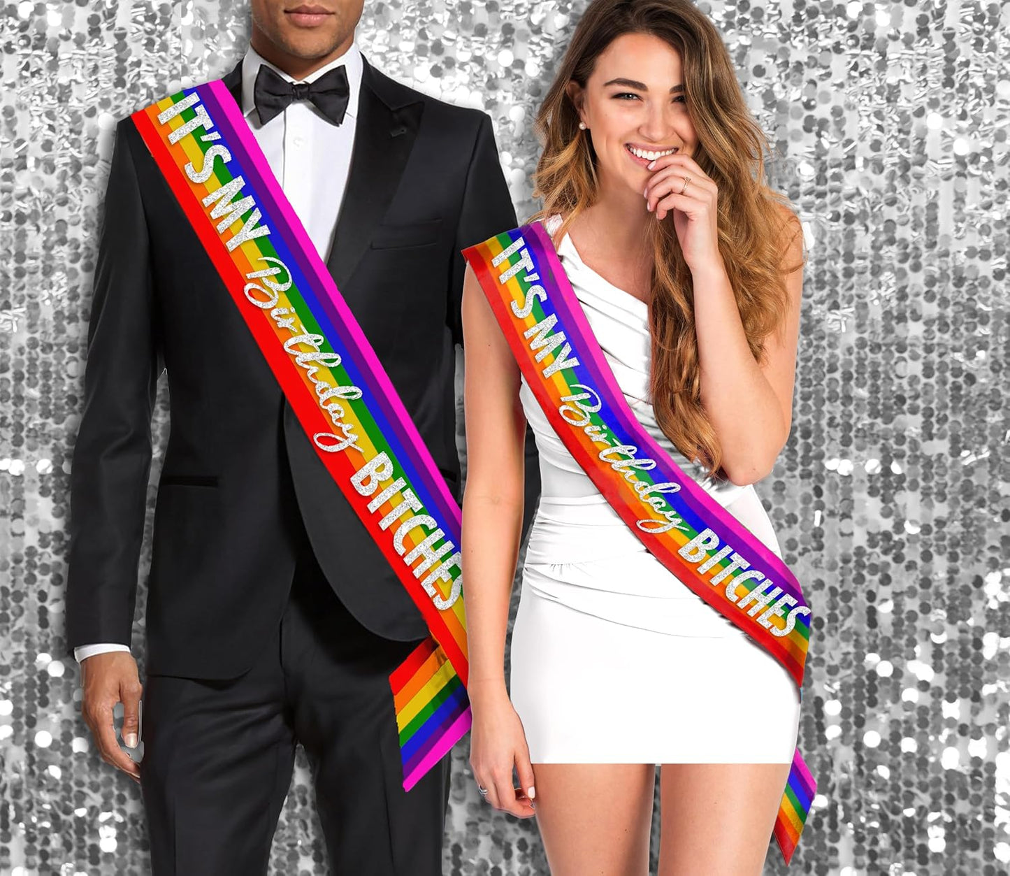 HOTFunny Birthday Sashes for Adults - UNISEX Gay Pride Sash - It's My Birthday B-tches Decorations