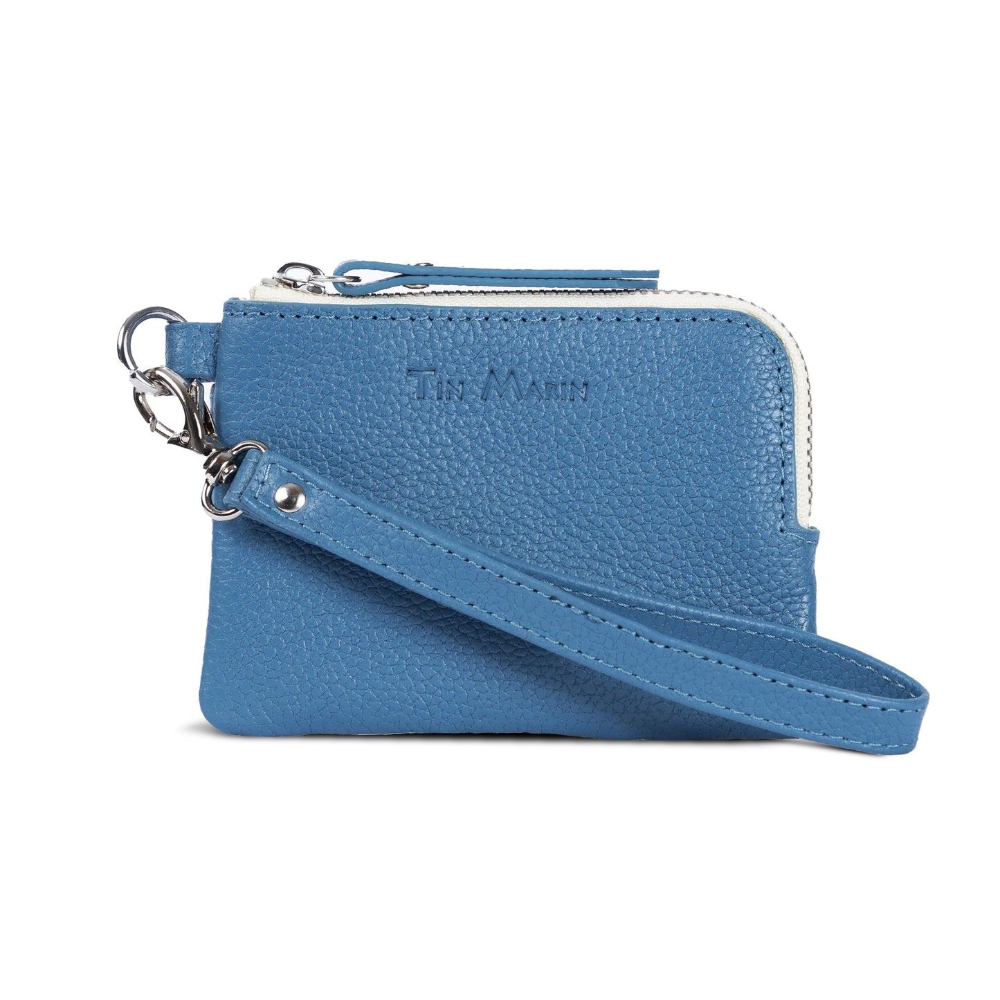 HOTGina Leather Top Zip Wallet - Slim Zippered Card Pouch, Genuine Cowhide Pebbled Leather, Artisan Made, Unisex Leather Small Wallet (Orange)