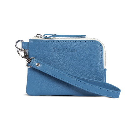 HOTGina Leather Top Zip Wallet - Slim Zippered Card Pouch, Genuine Cowhide Pebbled Leather, Artisan Made, Unisex Leather Small Wallet (Orange)