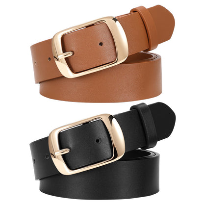 HOTSUOSDEY Women Belts For Jeans Dresses Pants Ladies Leather Waist Belt with Elegant Buckle, Width 1.3"