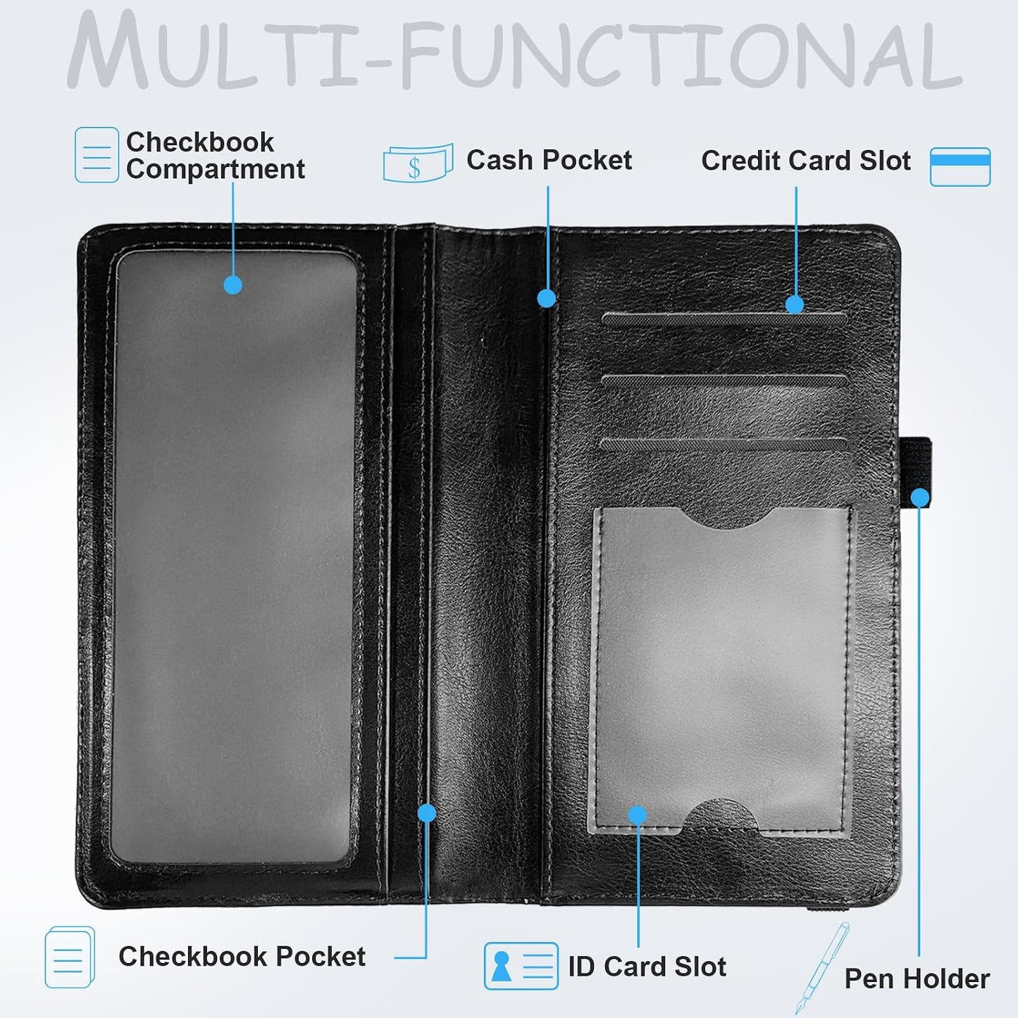 HOTCheckbook Cover for Men & Women, Slim PU Leather Checkbook Holder Wallet with RFID Blocking, Stylish and Durable, Dog Paw Prints Galaxy
