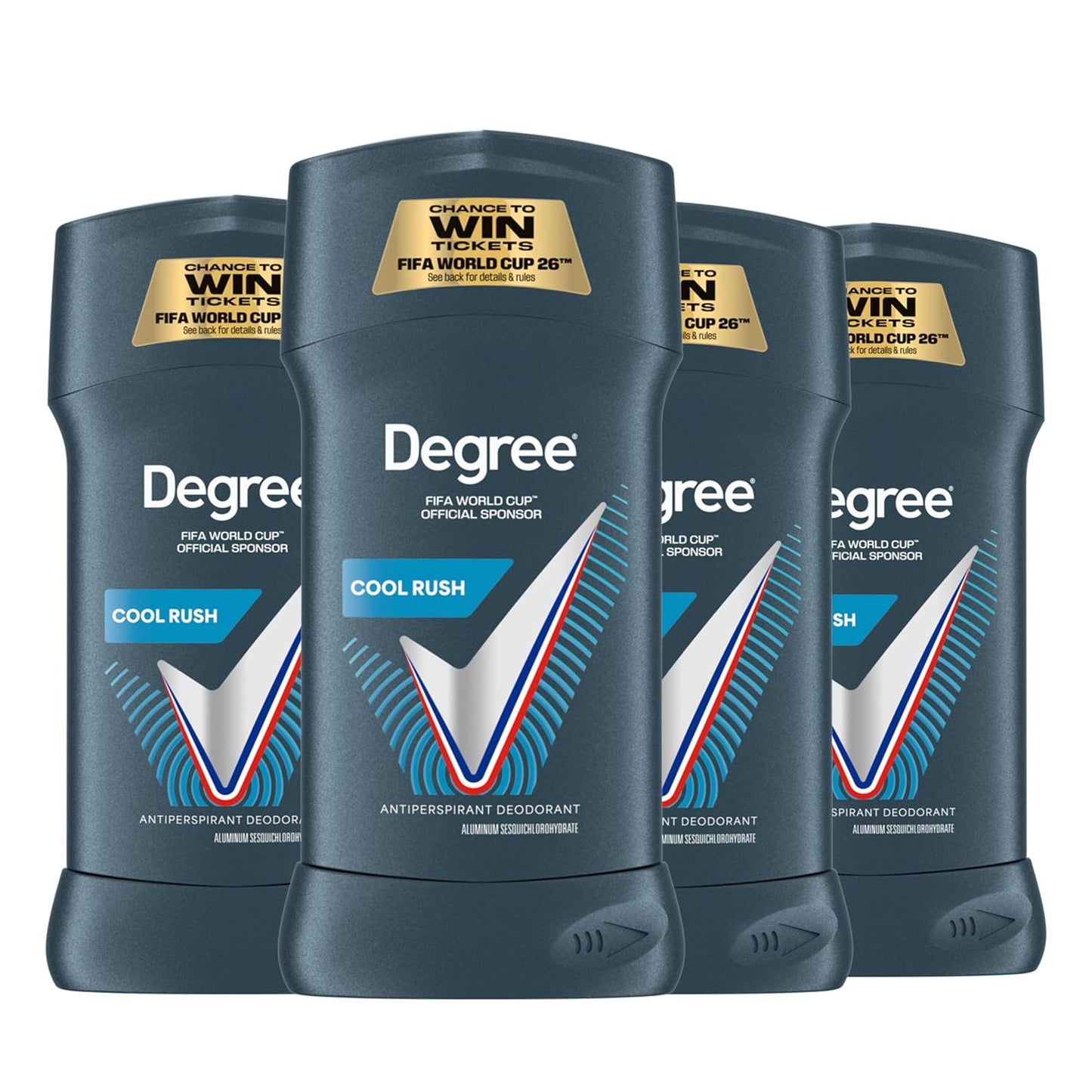HOTDegree Men Advanced Protection Antiperspirant Deodorant 4 count Cool Rush 72-Hour Sweat and Odor Protection Antiperspirant For Men With MotionSense Technology 2.6 oz