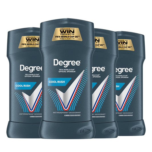 HOTDegree Men Advanced Protection Antiperspirant Deodorant 4 count Cool Rush 72-Hour Sweat and Odor Protection Antiperspirant For Men With MotionSense Technology 2.6 oz