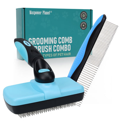 HOTMaxpower Planet Original Pet Grooming Rake - Double-Sided Deshedding Dematting Tool, Undercoat Rake for Dogs & Cats, Extra-Wide Dog Grooming Brush & Deshedder Comb for Long Hair, Reduces Shedding 95%