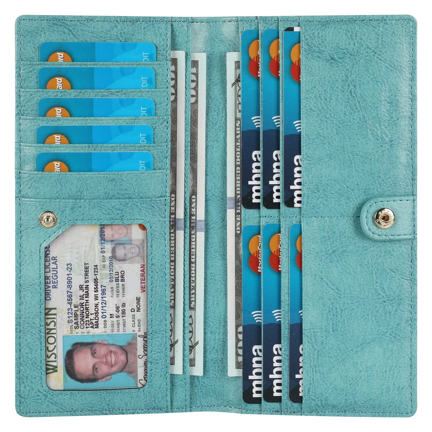 HOTLavemi Ultra Slim Thin Leather Women Wallet RFID Blocking Credit Card Holder Bifold Long Ladies Billfold