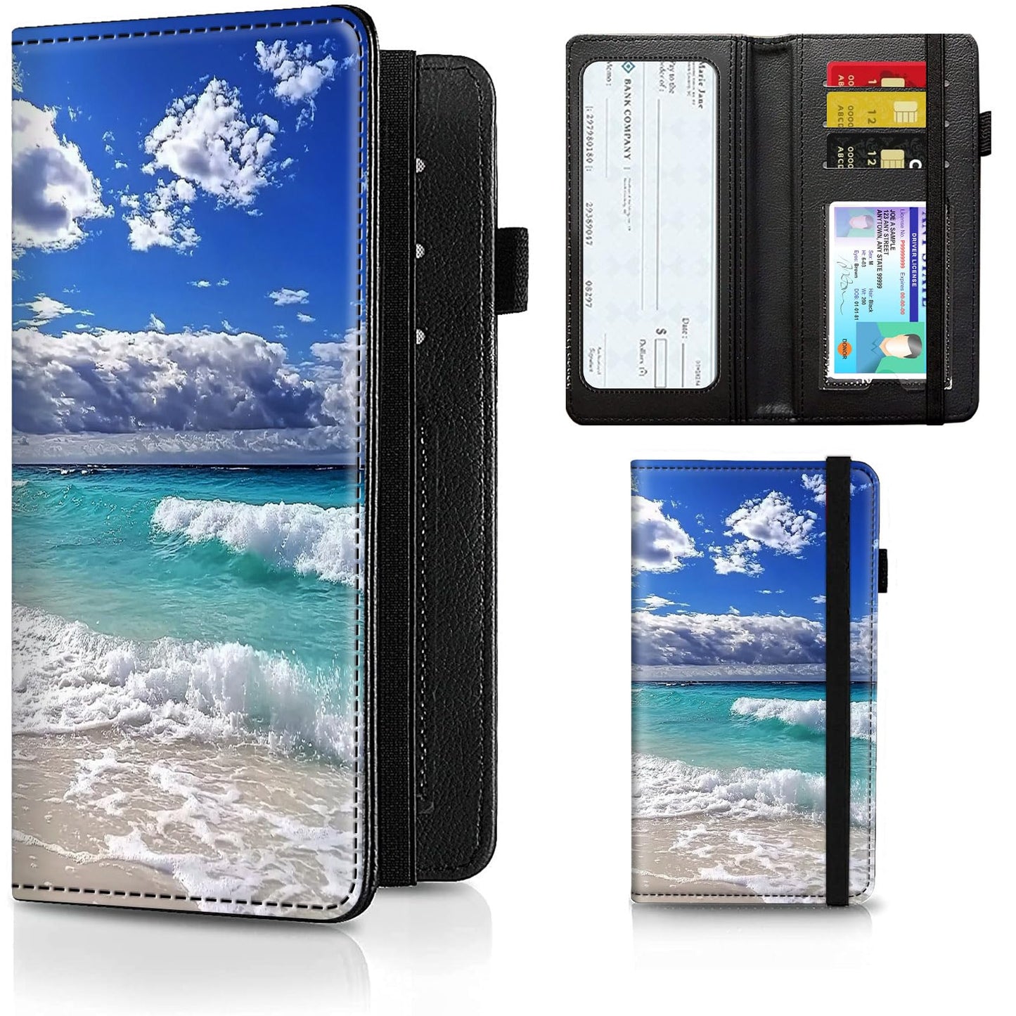 HOTCheckbook Cover for Men Women PU Leather Slim Check Book Holder Covers Wallet Case with Card Slots Duplicate Checks Card Pen Holder with RFID Blocking & Elastic Strap,Cute A Cat