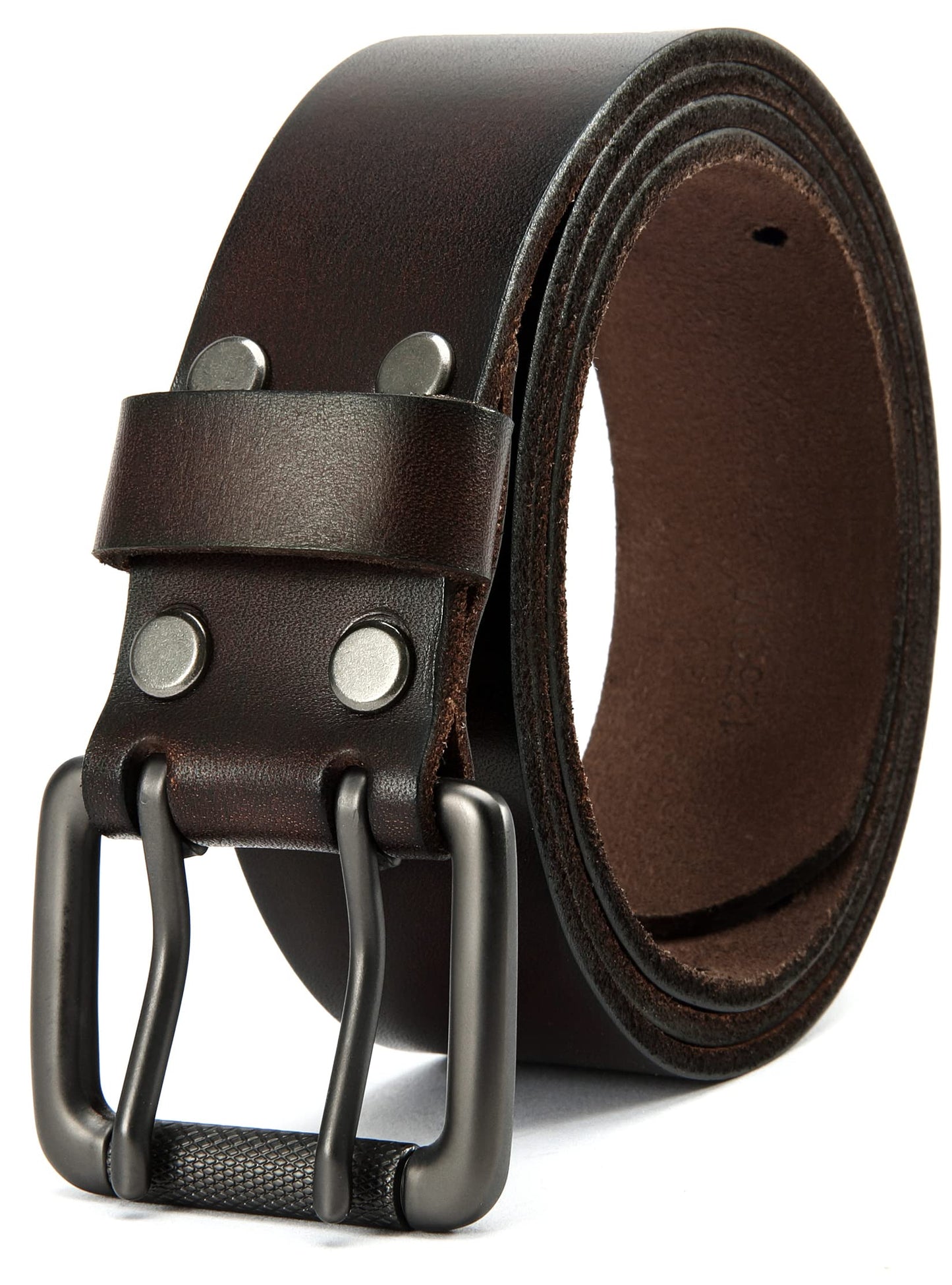 HOTCHAOREN Work Belts for Men, Leather Belt Heavy Duty for Daily Wear | Genuine Leather, Solid Buckle, Casual Wear, Everyday Dress, Gift Box
