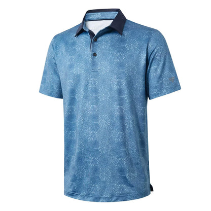 HOTGolf Shirts for Men Dry Fit Short Sleeve Print Performance Moisture Wicking Polo Shirt