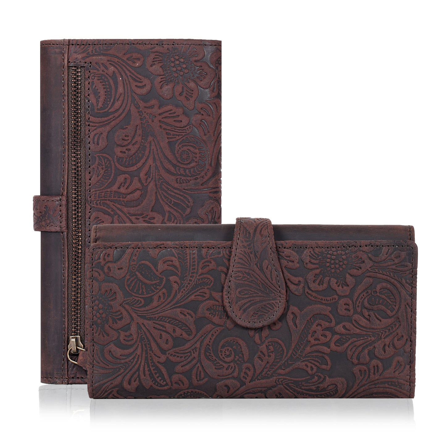 HOTReal Leather Women Wallet Leather with RFID Blocking -Trifold Card Holder Designer Ladies Clutch with ID Window Wallets