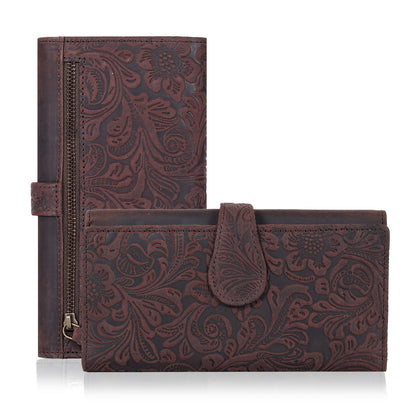 HOTReal Leather Women Wallet Leather with RFID Blocking -Trifold Card Holder Designer Ladies Clutch with ID Window Wallets