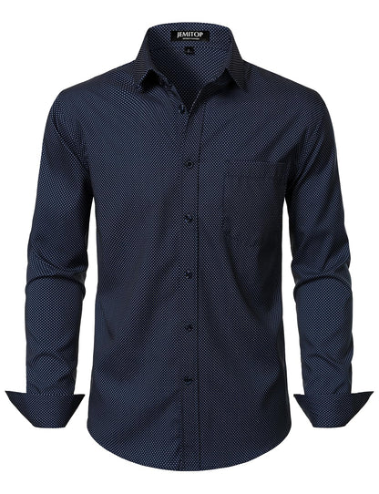 HOTJEMITOP Men Stretch Business Casual Dress Shirts | Regular Fit, Formal, Long Sleeve, Button Down, Tuxedo, Wedding, Prom, with Pocket