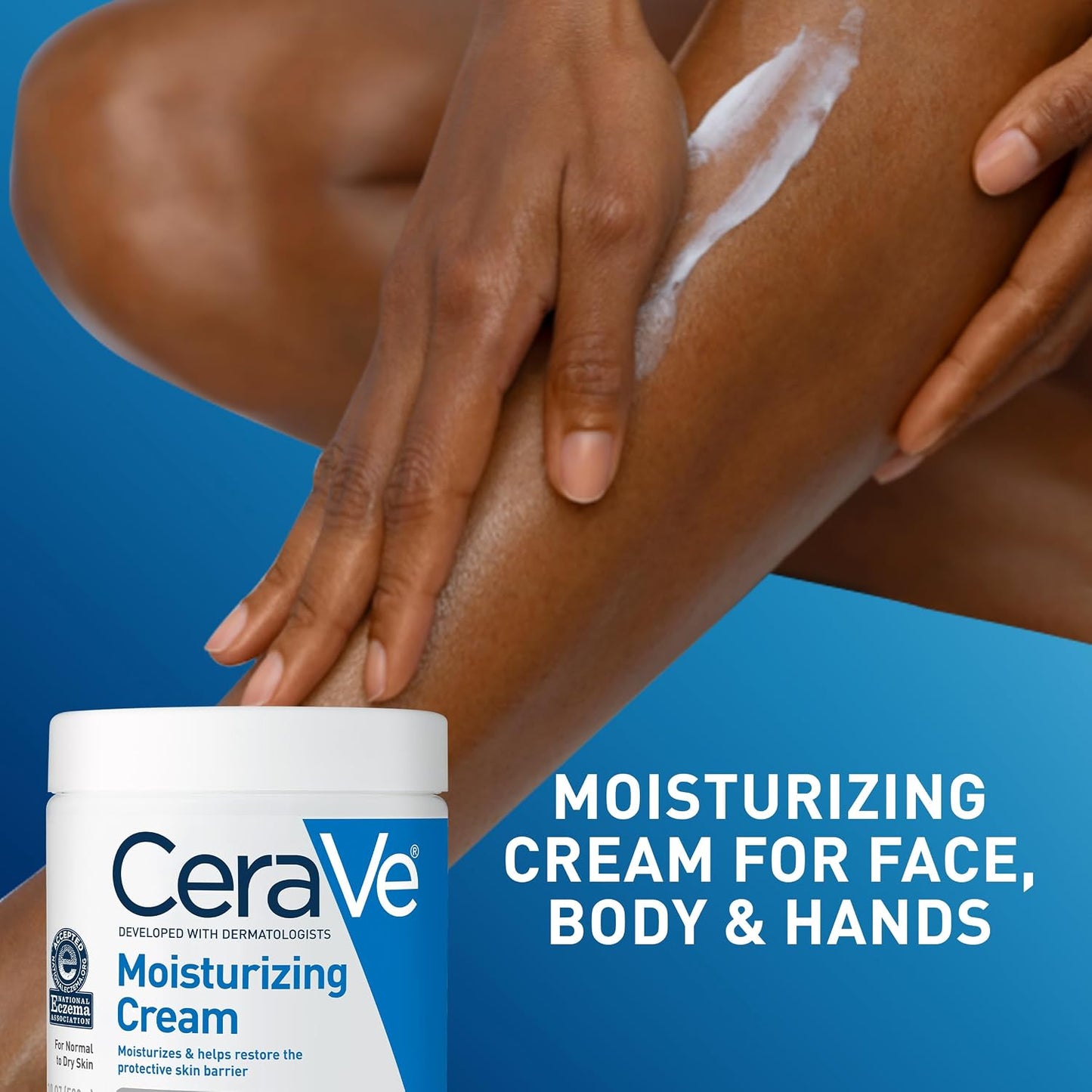 HOTCeraVe Moisturizing Cream, Body and Face Moisturizer for Dry Skin, Body Cream with Hyaluronic Acid and Ceramides, Daily Moisturizer, Oil-Free, Fragrance Free, Non-Comedogenic, 19 Ounce