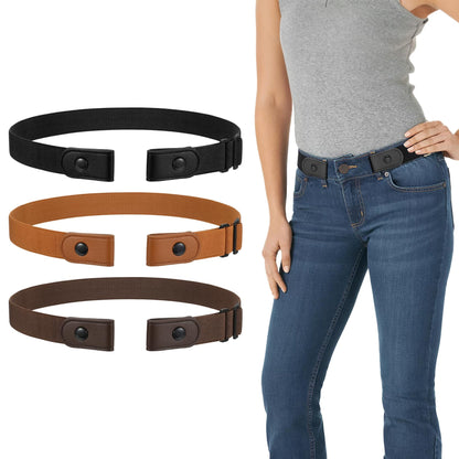 HOTWERFORU 3 Pack 4 Pack No Buckle Invisible Stretch Belt Buckle-Free Elastic Belt for Women and Men