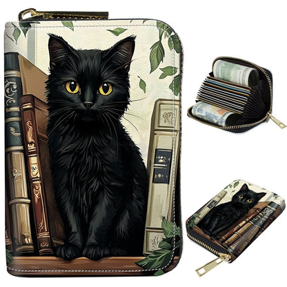 HOTCute Credit Card Holder with Zipper, Crow Skull RFID-Blocking Card Case Small Wallet for Women Men, Multi-slot Card Organizer Case Travel Accordion Wallet