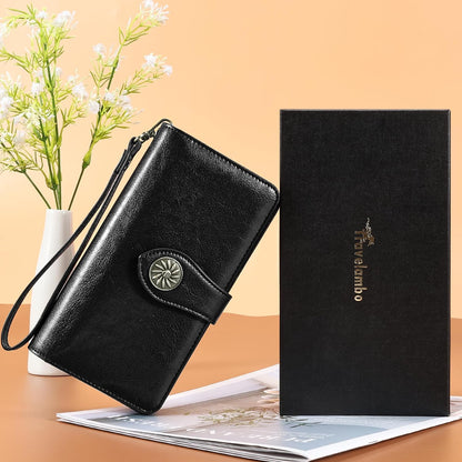 HOTTravelambo Women's Wallet RFID Blocking Credit Card Holder Large Capacity Wristlet Leather Wallets Purse