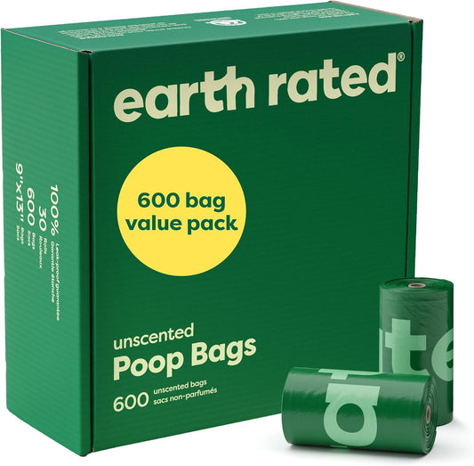 HOTEarth Rated Dog Poop Bags Value Pack, Leak-Proof and Extra-Thick Pet Waste Bag for Big and Small Dogs, Refill Rolls, Unscented, 600 Count