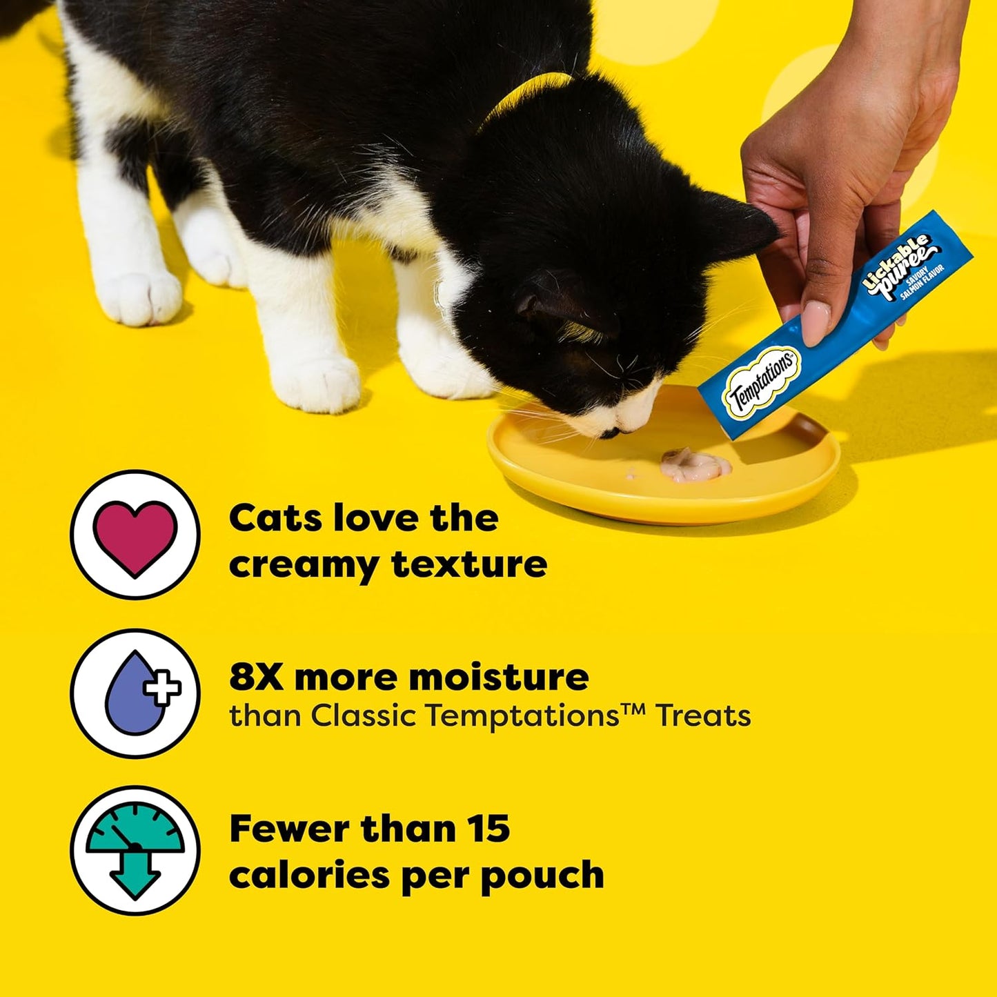 HOTTemptations Creamy Puree Cat Treats, Chicken, Salmon & Tuna, 24 Count | Under 15 calories per tube, great for senior cats, no chewing required, no added sugar, fillers, or artificial preservatives