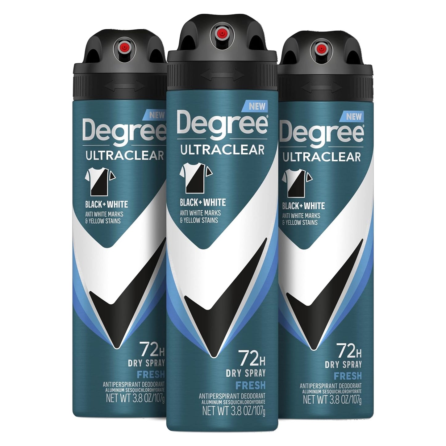 HOTDegree Men Antiperspirant Spray Black + White 3 Count Protects from Deodorant Stains Instantly Dry Spray Deodorant 3.8 oz