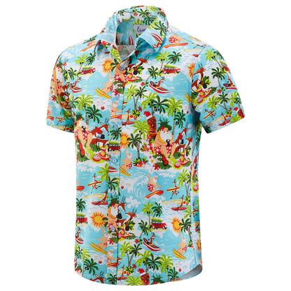 HOTEUOW Men's Hawaiian Shirt Short Sleeve Printed Button Down Beach Shirts