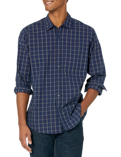 HOTAmazon Essentials Men's Regular-Fit Long-Sleeve Casual Poplin Shirt, Button Front, Business Casual, Collared