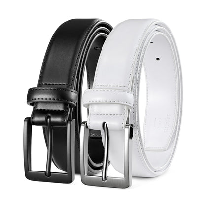 HOTMILORDE Men's Leather Dress Belt 2Pack, Handmade, Genuine Leather, Fashion & Classic Designs for Work Business and Casual