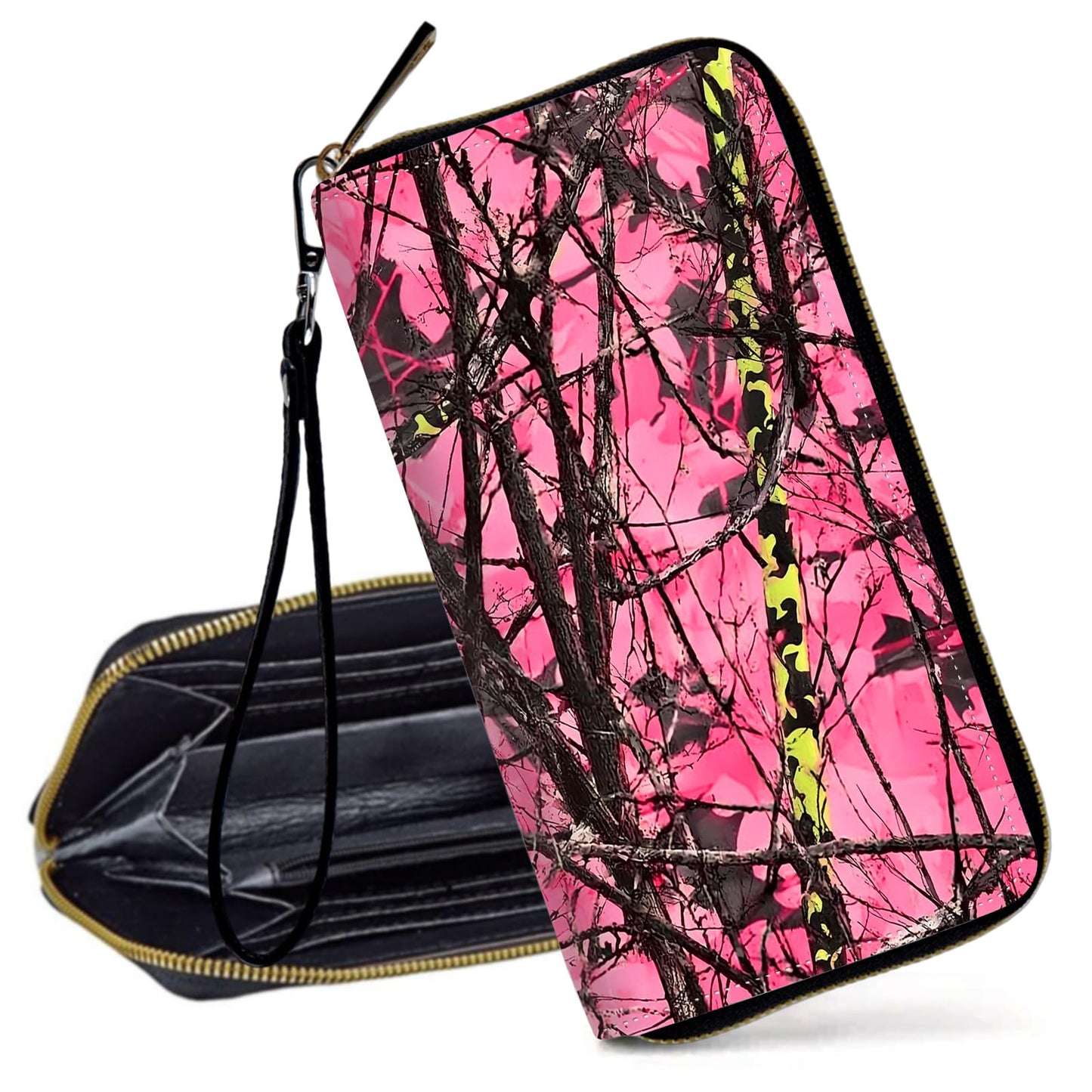 HOTRFID Blocking Wristlet Wallet for Women, Slim PU Leather Clutch Purse with Zipper, Small Credit Card Holder with Wrist Strap, Travel Zip Wallet for Ladies,Colorful alien UFO