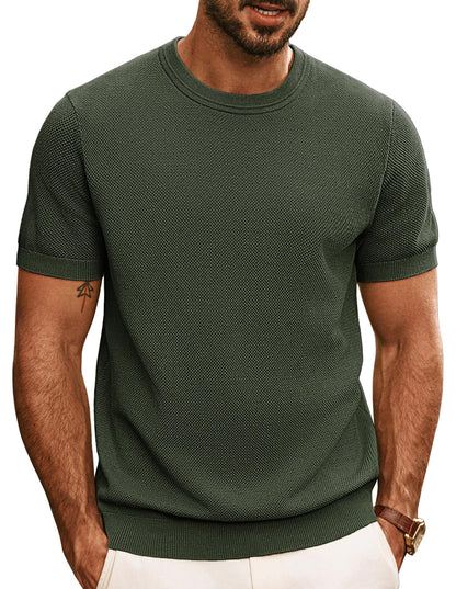 HOTPJ PAUL JONES Mens T Shirts Casual Knit Short Sleeve Tee | Crewneck, Textured Stretch T-Shirts, Lightweight, Comfortable, Breathable, Summer Clothing, Fashion, Classic, Vacation