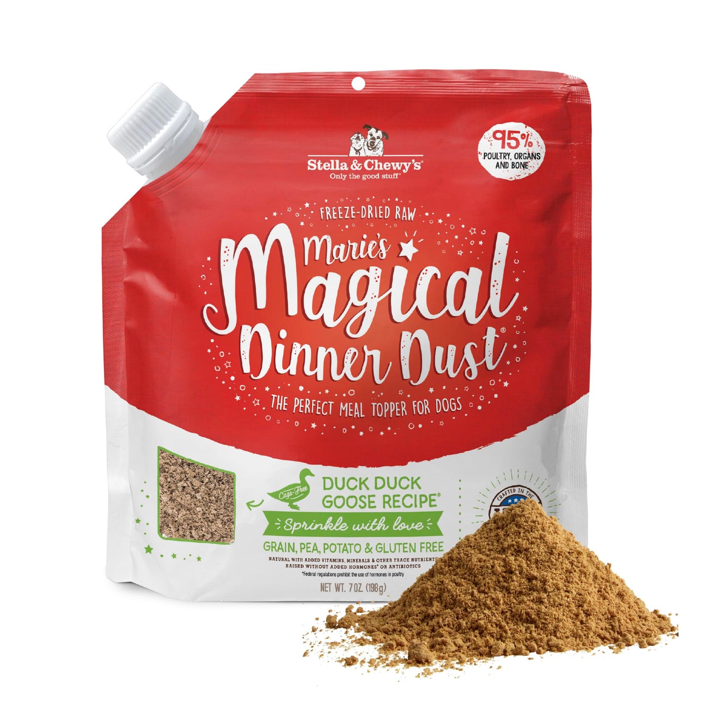 HOTStella & Chewy's Freeze-Dried Raw Marie’s Magical Dinner Dust - - Premium Beef Dog Food Topper with Organic Fruits & Vegetables - Perfect for Picky Eaters - 7oz