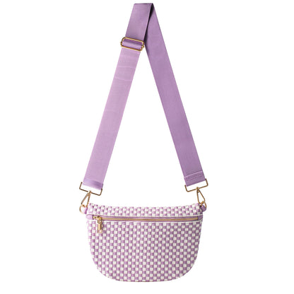 HOTWoven Crossbody Bag for Women, Checkered PU Bum Bag Sling Purse with Adjustable Strap for Travel, Festivals