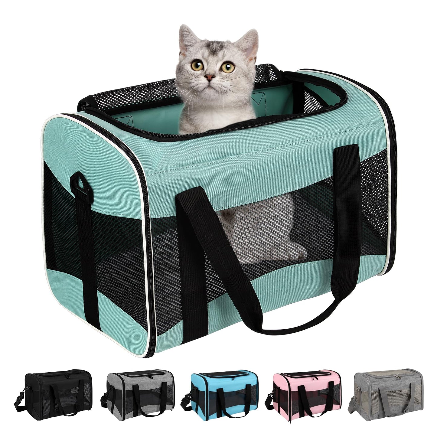 HOTCat Dog Carriers Soft-Sided Pet Carrier Large Cats for Medium Big Cat Small Dog Puppy up to 16lbs TSA Airline Approved Animal Collapsible Cat Carrier Carriers Travel Carrier Cat Bag (17x11x11)
