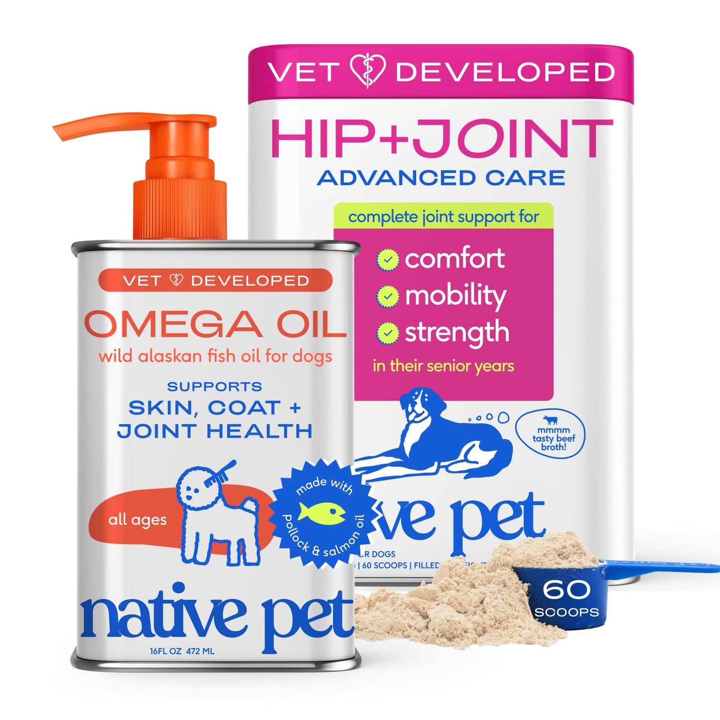 HOTNative Pet Omega 3 Fish Oil for Dogs & Cats – Wild Alaskan Salmon Oil for Dogs Skin and Coat, Supports Joints, Heart & Shedding – Fast-Absorbing Omega 3 6 9 Liquid Supplement – 16oz