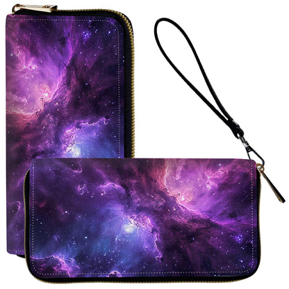 HOTLadies Wallet,Clutch Purses for Women Wallets Leather Credit Card Holder for Women Wristlet Slim Small Cute with Zipper,Thin RFID Blocking with Wrist Strap,Glitter Dragonfly Moon