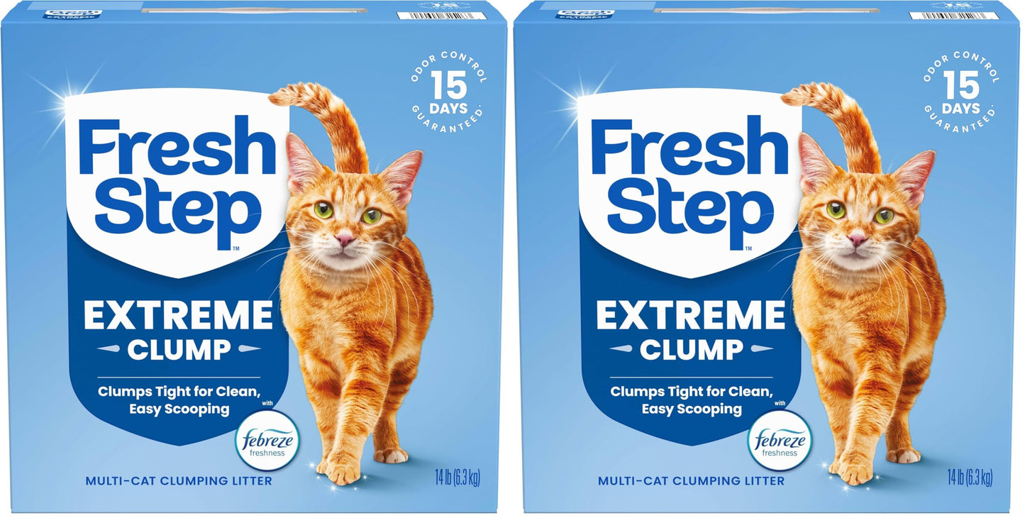 HOTFresh Step Odor Shield Multi Cat Clumping Cat Litter With Febreze Freshness in Gain Scent, Low Dust, Odor Control with Ammonia Block Tech, Compatible in Automatic Litter Boxes, 14 lb.