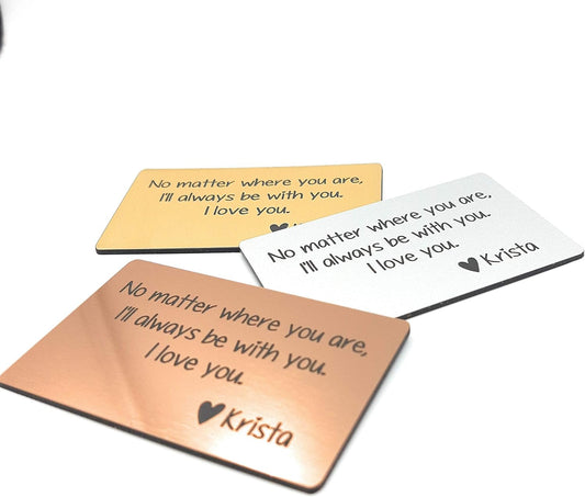 HOTCustom laser engraved wallet insert card in silver, gold or copper acrylic