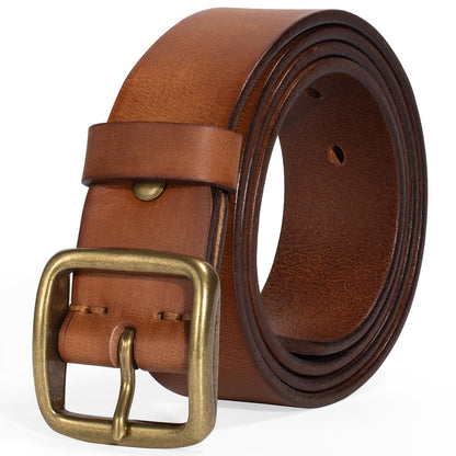 HOTThicken Full Grain Leather Mens Belt Heavy Duty Mens Work Belt Mens Belt High Hardness Buckle Packed In Gift Box