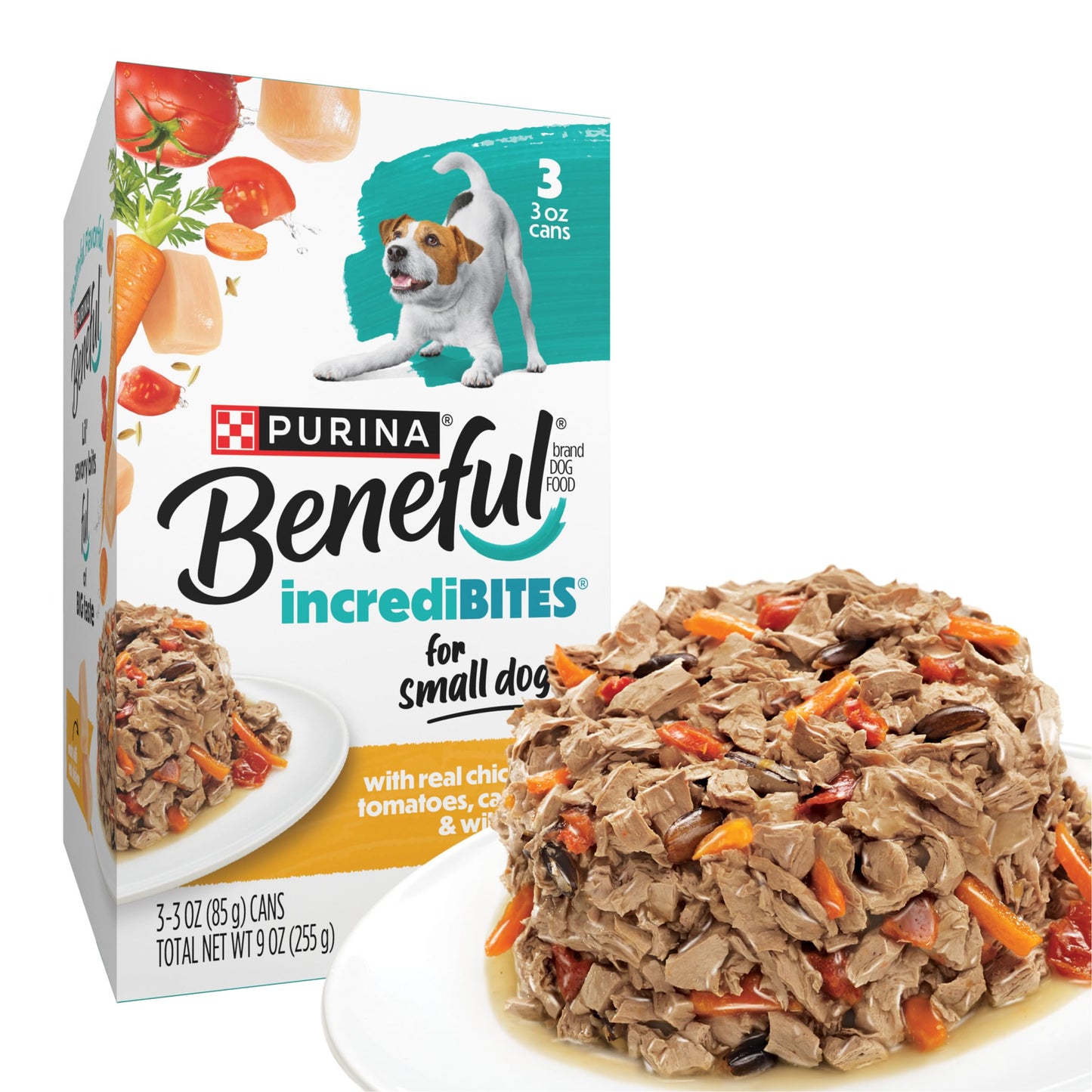 HOTBeneful Purina Small Breed Wet Dog Food Variety Pack, IncrediBites With Real Beef, Chicken and Salmon - (Pack of 30) 3 Oz. Cans
