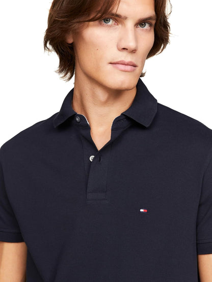 HOTTommy Hilfiger Men's Short Sleeve Polo Shirts in Slim Fit with Stretch and Organic Pique Cotton