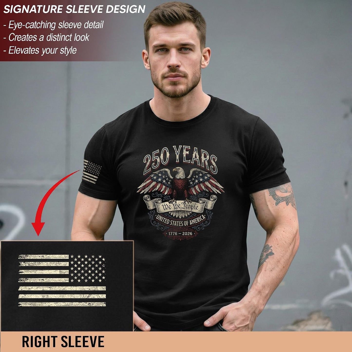 HOTPatriotic Shirts for Men, USA Eagle Graphic Shirts for Men | Mark 250 years of American spirit with these unique commemorative tees, designed for bold style and lasting comfort
