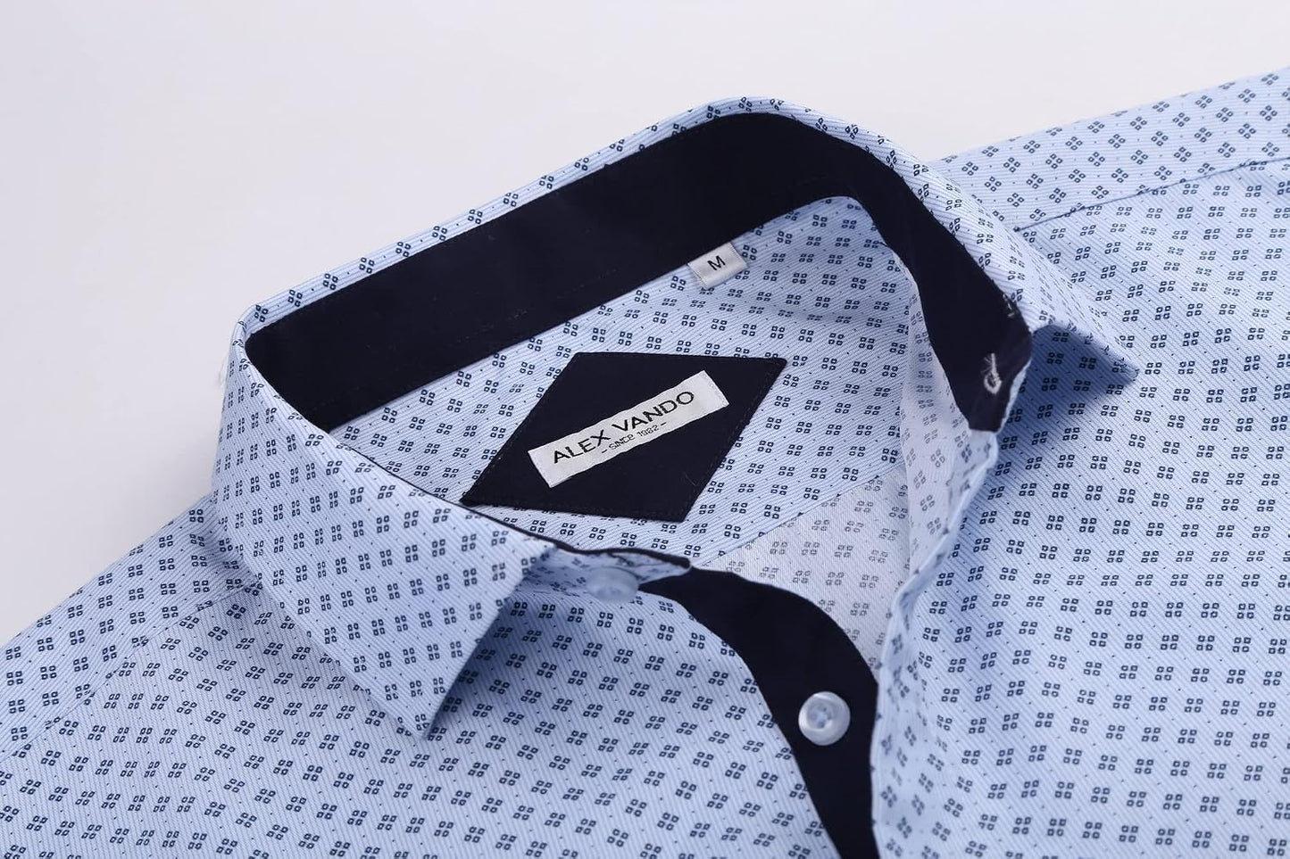 HOTAlex Vando Mens Printed Dress Shirts Regular Fit Casual Button Down Shirt | Wrinkle resistant, Machine washable, Contrast on inner collar & cuff, True-to-size cut, Business & Daily, Easy outfit pairing