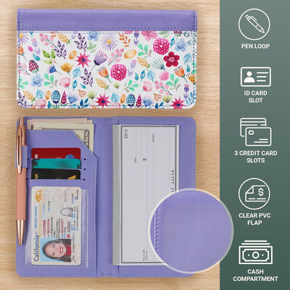 HOTChristian Art Gifts Purple Faux Leather Checkbook Cover for Women with Scripture - For I Know The Plans - Checkbook Covers for Duplicate Checks, ID, Credit Cards, & Pen Loop Holders - Jeremiah 29:11