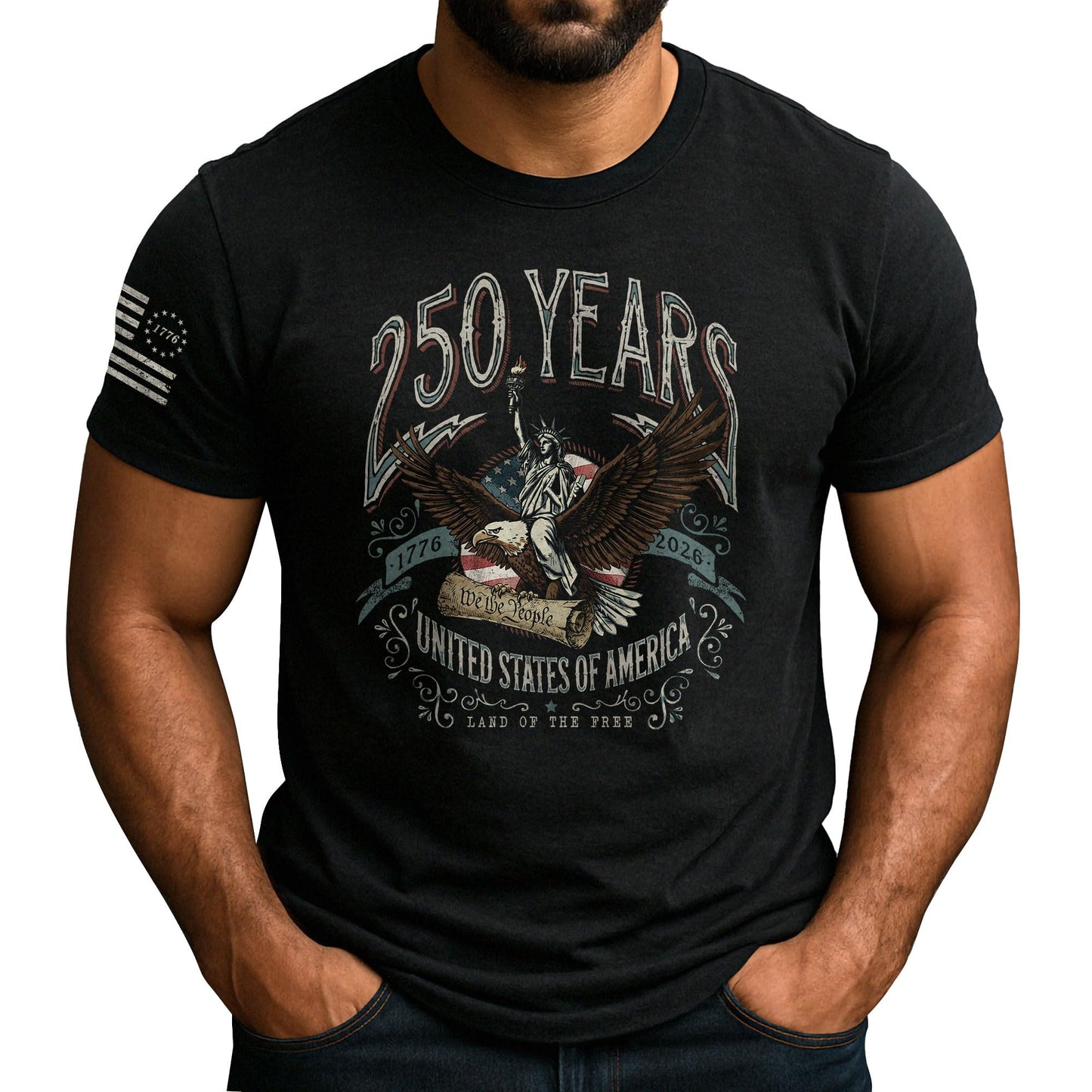 HOTPatriotic Shirts for Men, USA Eagle Graphic Shirts for Men | Mark 250 years of American spirit with these unique commemorative tees, designed for bold style and lasting comfort