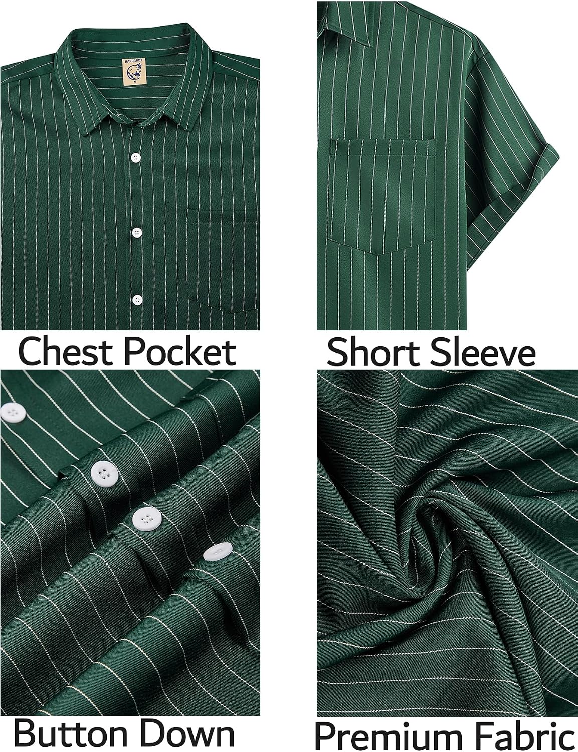 HOTHardaddy Men's Casual Striped Shirts Button Down Short Sleeve Blouse Summer Hawaiian Shirt