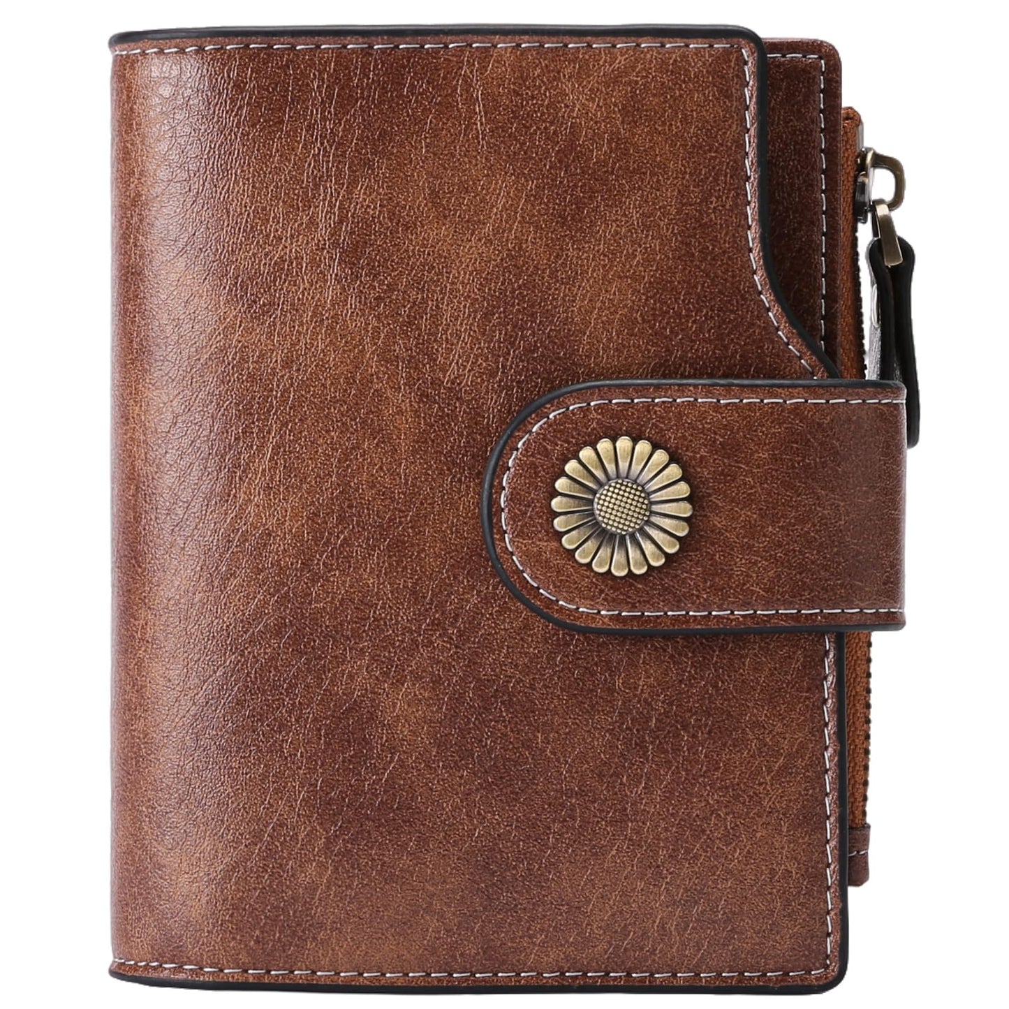 HOTFalan Mule Women's Lightweight Genuine Leather Wallet, Includes Card Holders, RFID-Blocking, Lightweight, Photo & ID Holder, Green
