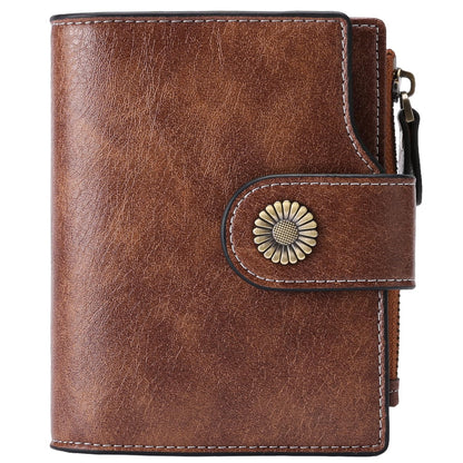 HOTFalan Mule Women's Lightweight Genuine Leather Wallet, Includes Card Holders, RFID-Blocking, Lightweight, Photo & ID Holder, Green