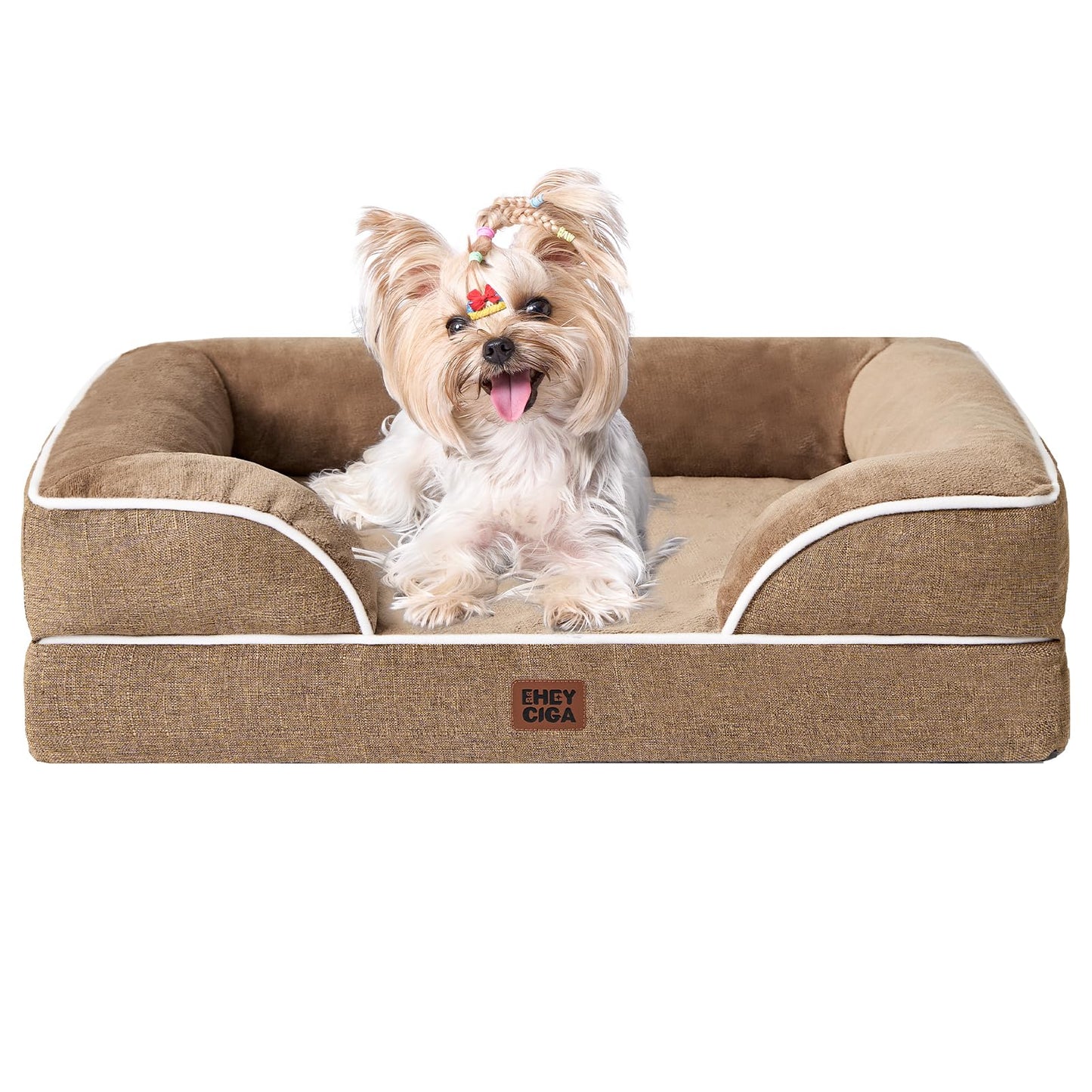 HOTEHEYCIGA Orthopedic Dog Beds for Extra Large Dogs 44x32Inch, Polyurethane Foam XL Pet Bed with Sides, Non-Slip and Egg-Crate Foam Big Dog Couch Bed with Washable Removable Cover, Grey