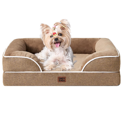 HOTEHEYCIGA Orthopedic Dog Beds for Extra Large Dogs 44x32Inch, Polyurethane Foam XL Pet Bed with Sides, Non-Slip and Egg-Crate Foam Big Dog Couch Bed with Washable Removable Cover, Grey