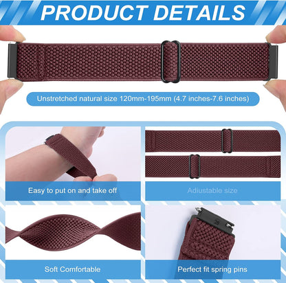 HOTCompatible with 16mm 18mm 19mm 20mm 22mm 24mm Watch Bands Quick Release Replacement Wristband,Adjustable Stretchy Nylon Solo Loop Straps Fabric Braided Sport Elastic Bands for Men Women