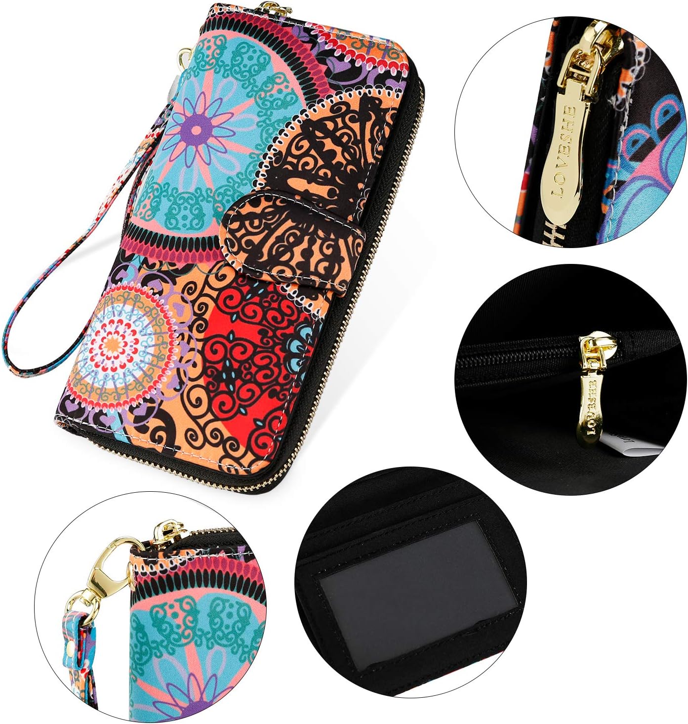 HOTWomen Wallet Card RFID For Womens Holder Blocking Credit Small Zipper Purse Pocket Bifold Slim Coin ID Ladies Wristlet Clutch Large Capacity Window Case Travel Zip Women's